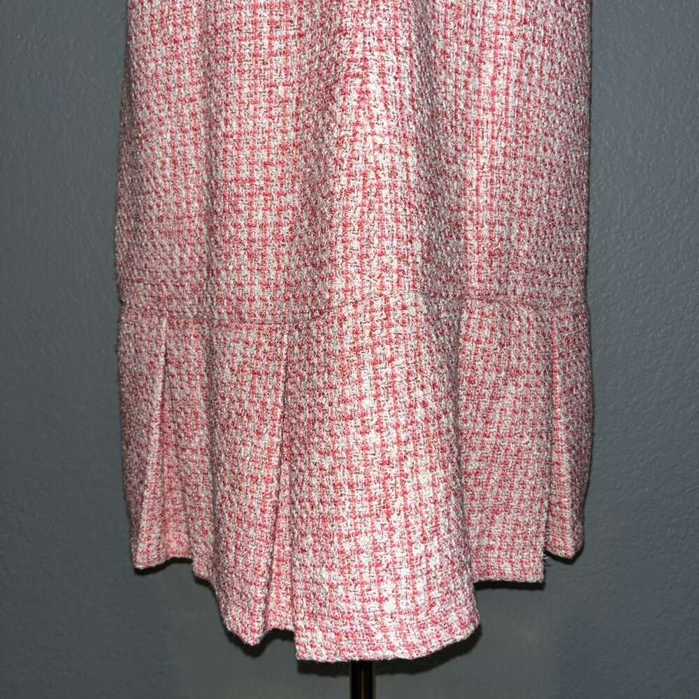 ANTHROPOLOGIE MAEVE RED WHITE & PINK BOUCLE TWEED CHANEL STYLE MINI DRESS - XL - Picture 10 of 15